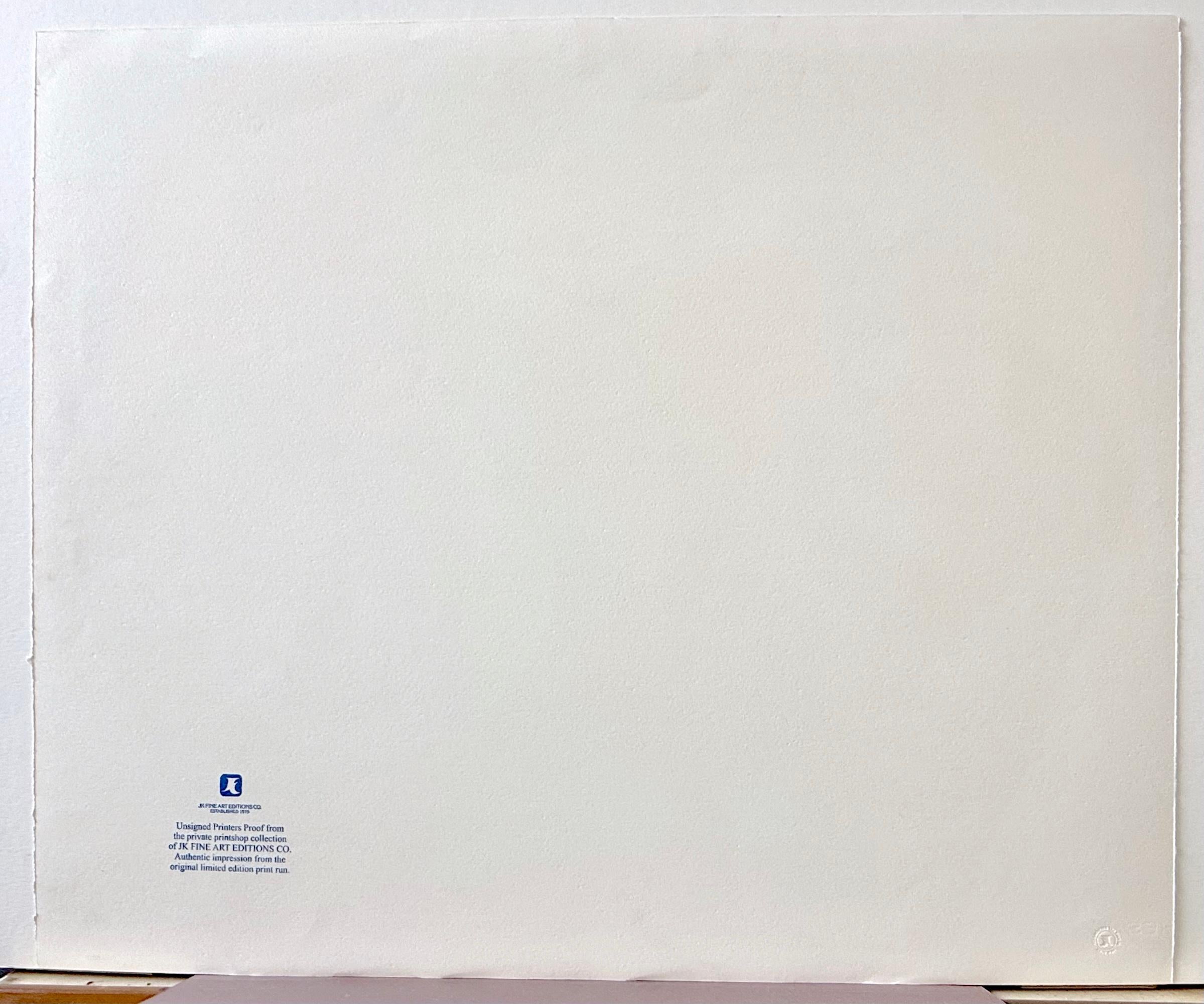 WEDGE Handgezeichnete Lithographie, Steinköpfe zweier Männer unter Druck, Sci-Fi-Porträt im Angebot 1