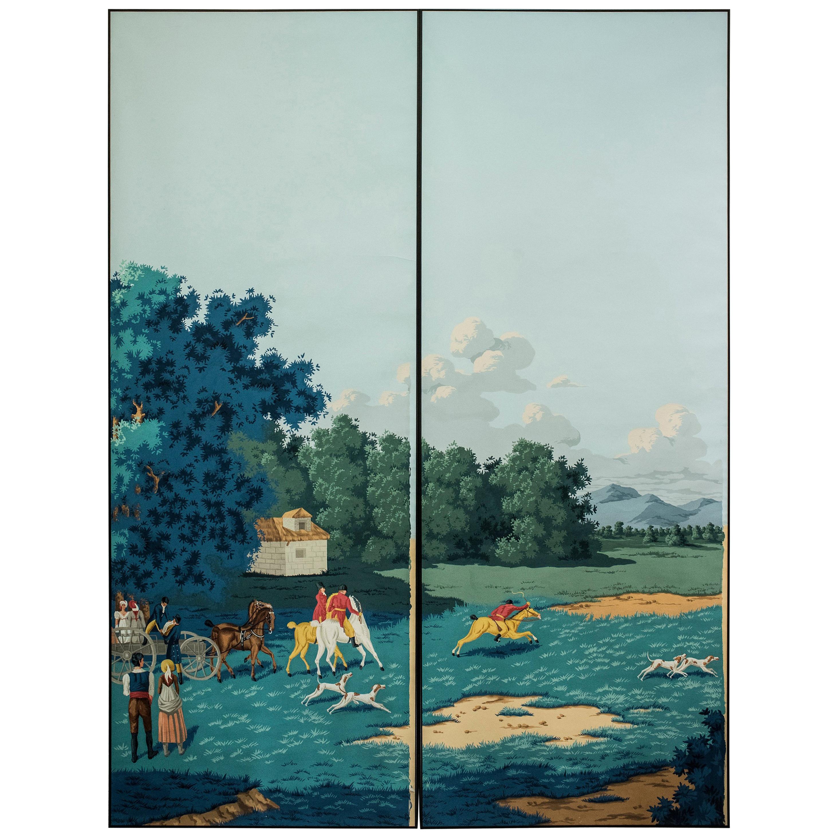 De Gournay Painted couple of  Wallpaper from Duarte Pinto Coelho Collection