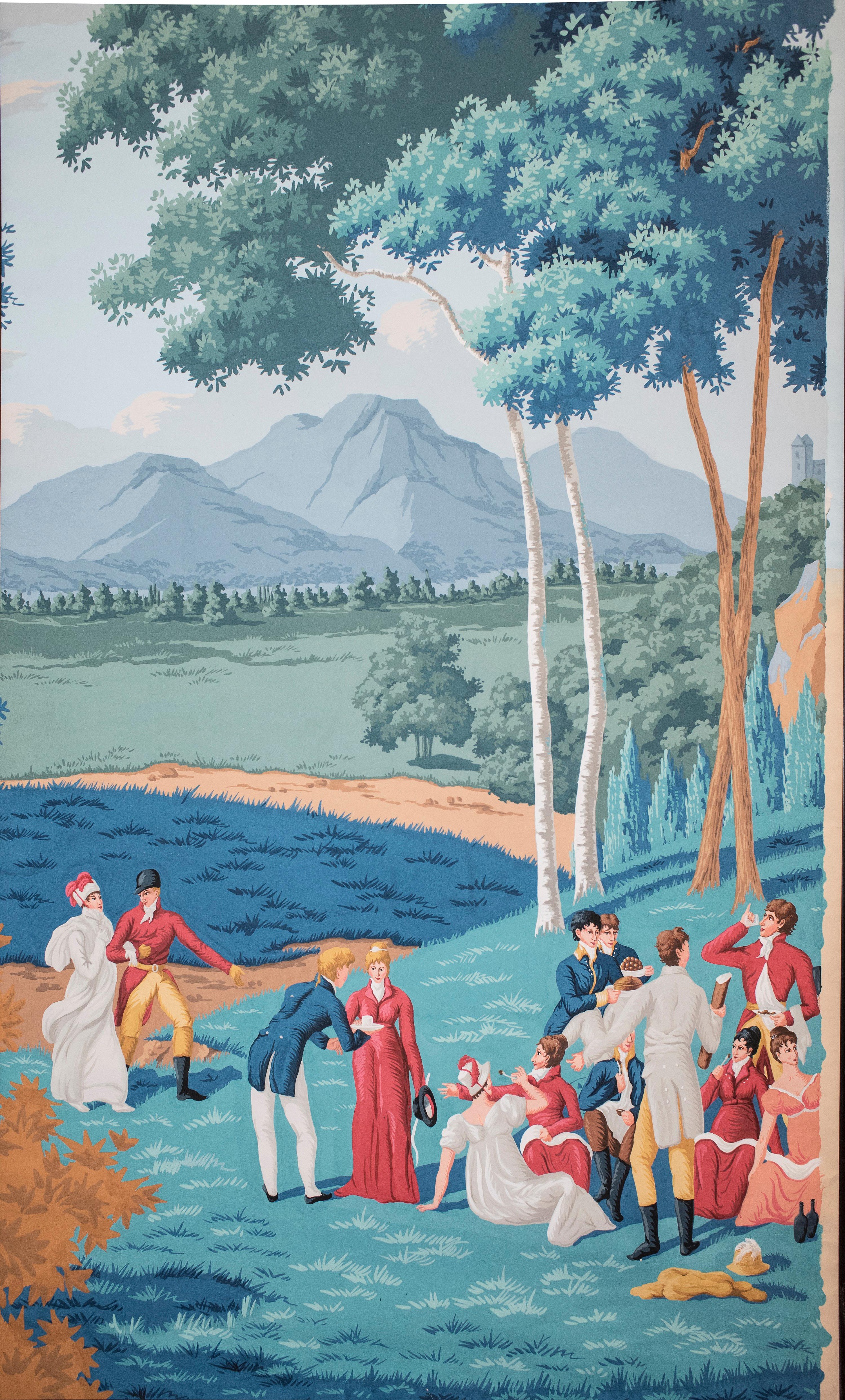  A paper  representing an English journay in the stunning country house park, ready to go out hunting. They can all go together or separately as individual paintings. All of them are been painstakingly painted, sign of the exquisite English house of