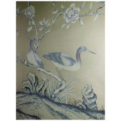 Vintage De Gournay Wallpaper Del 1976 "Earlham" Chinoiserie, Sequence of 3 Panels