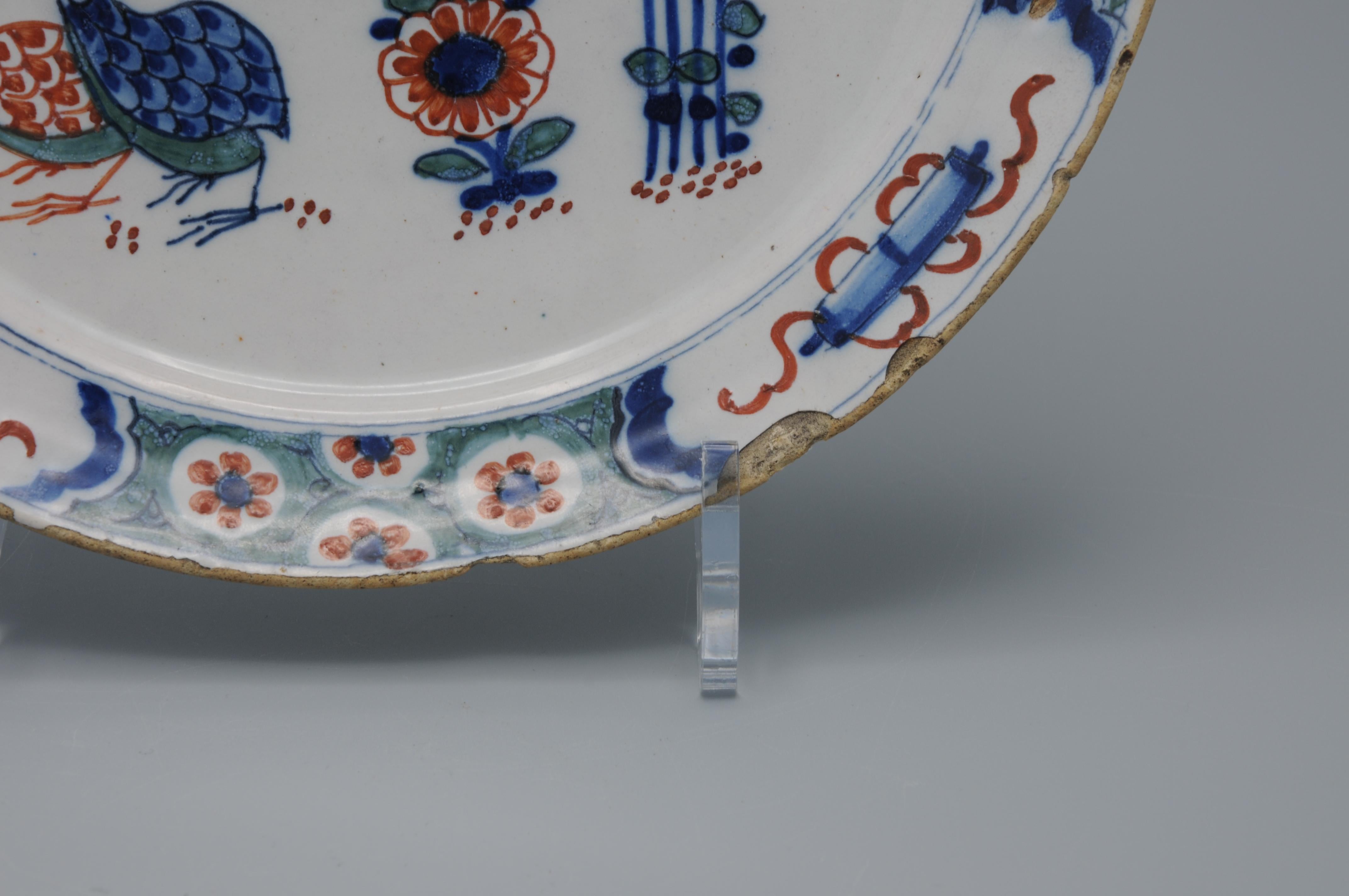 Néerlandais Assiette à caille De Grieckse A - hollandaise de style kakiemon de Delft, début du 18e siècle en vente