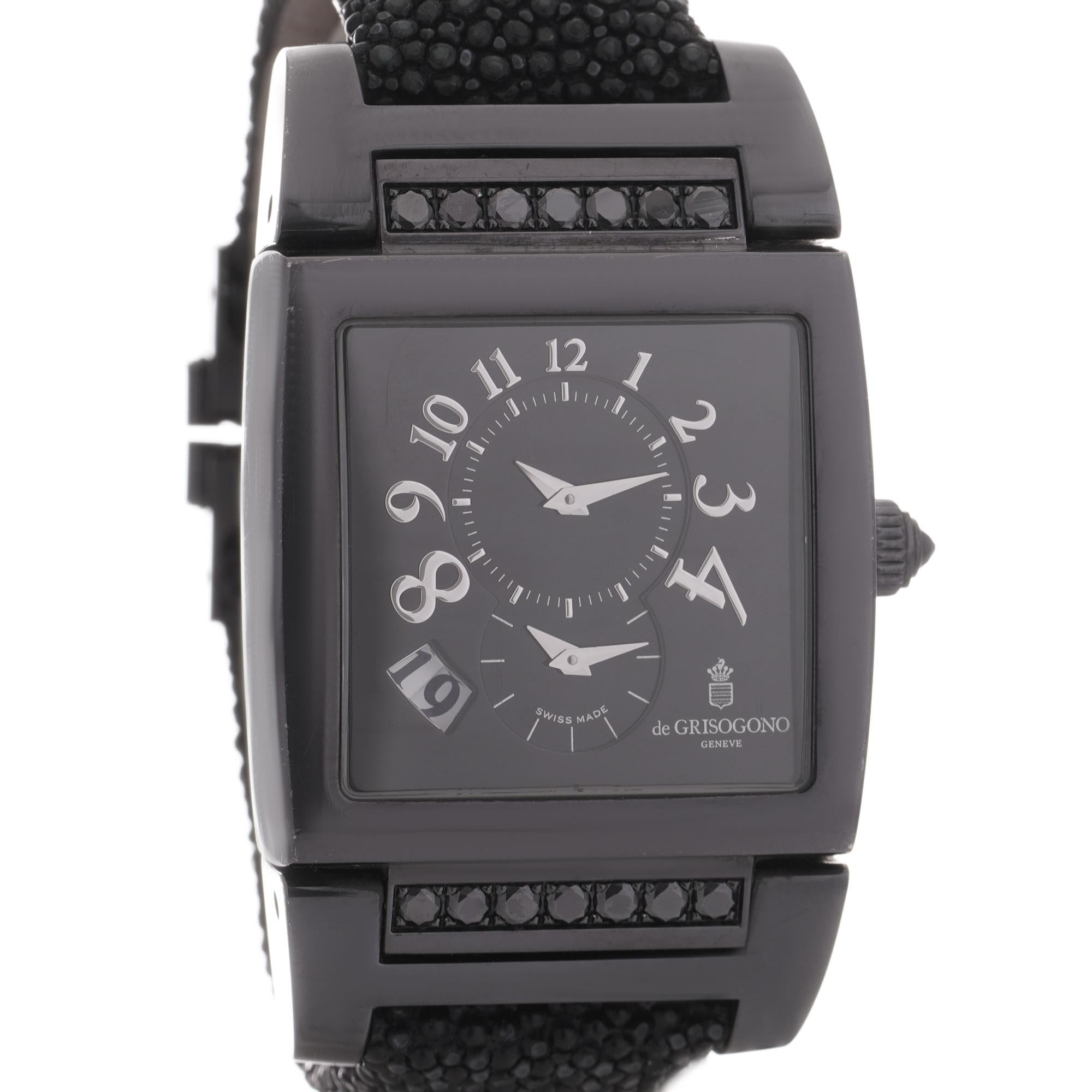 De Grisogno Instrumento N°UNO Black PVD Black Gem Automatic Unisex Watch For Sale 1
