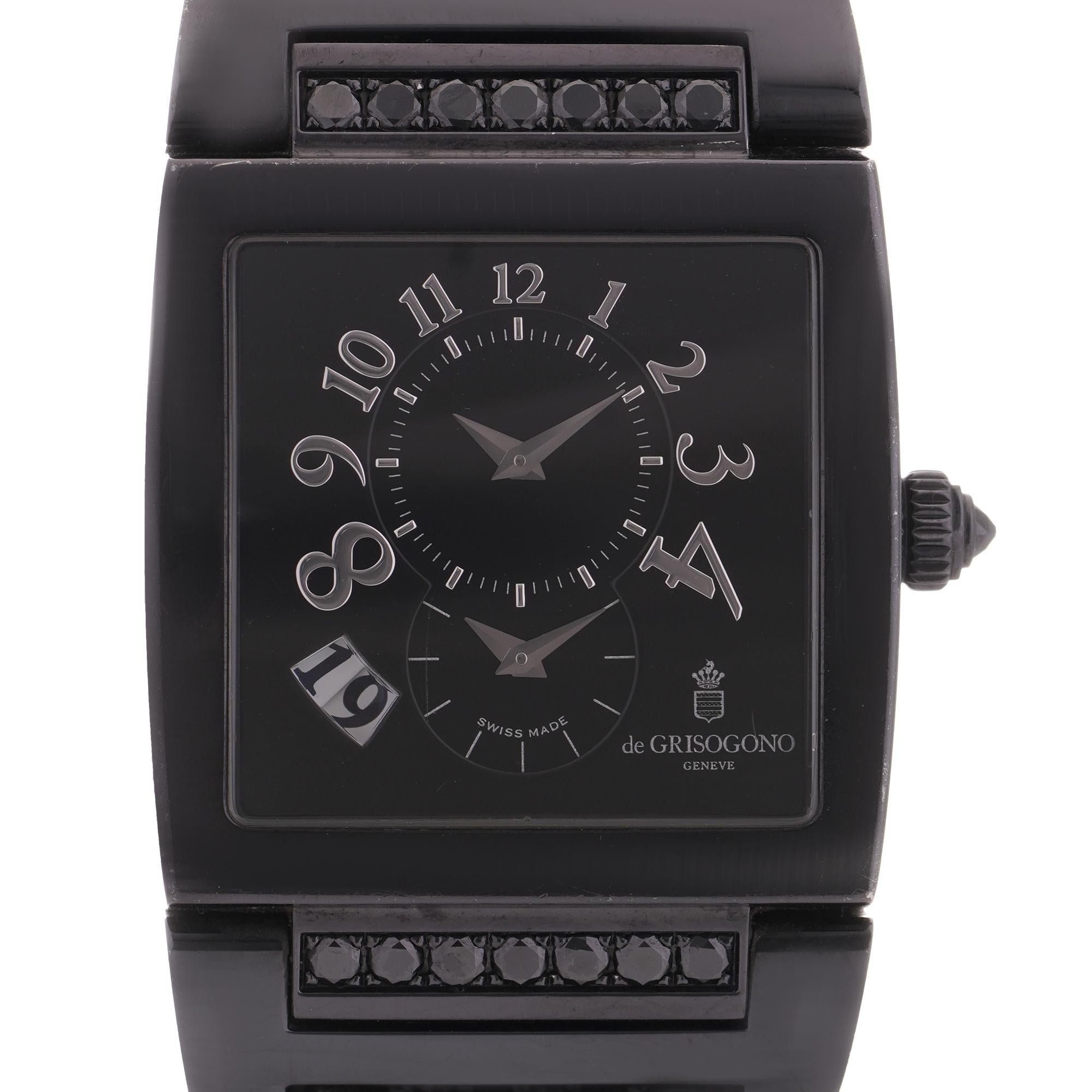 De Grisogno Instrumento N°UNO Black PVD Black Gem Automatic Unisex Watch For Sale 2