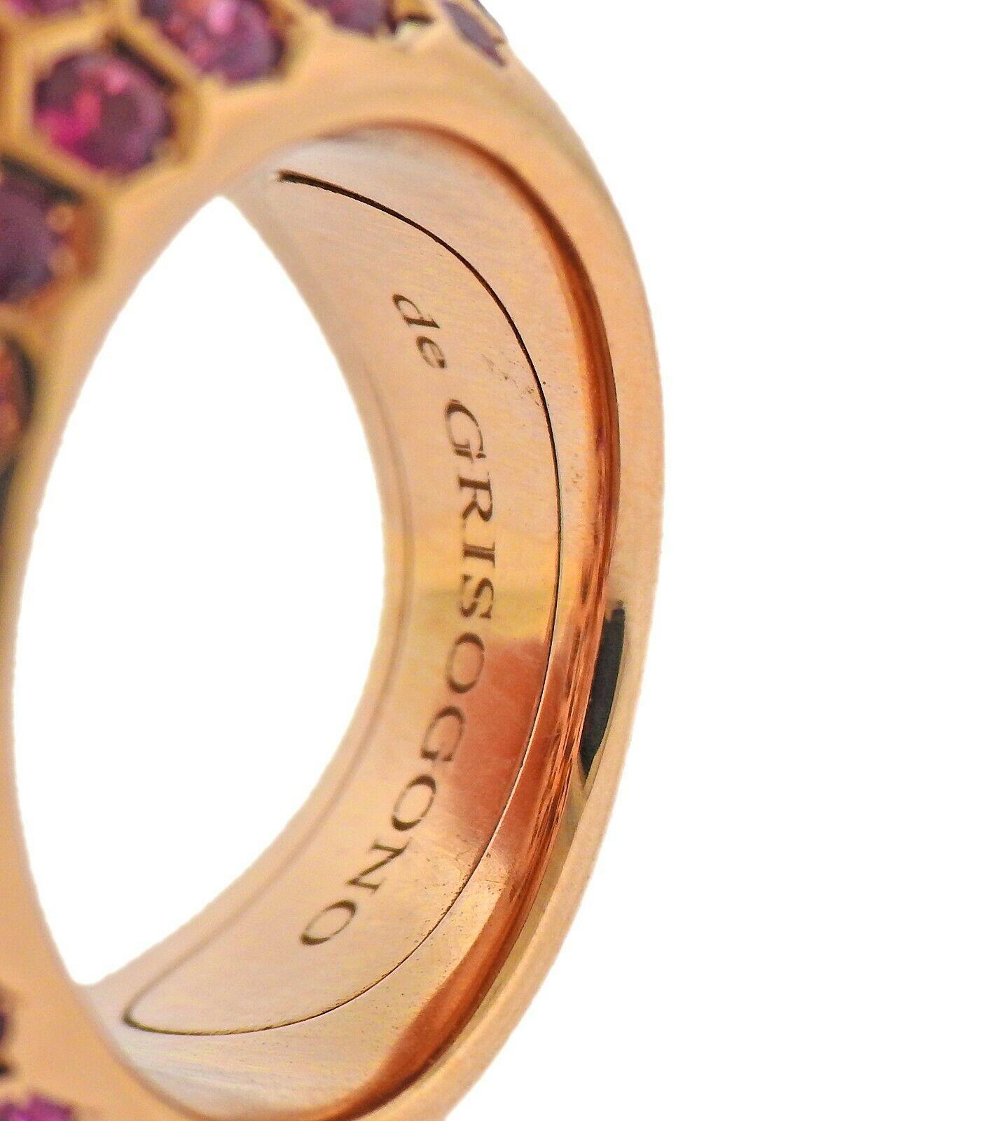 Women's De Grisogono 14.95 Carat Pink Fuchsia Sapphire Gold Dome Ring For Sale