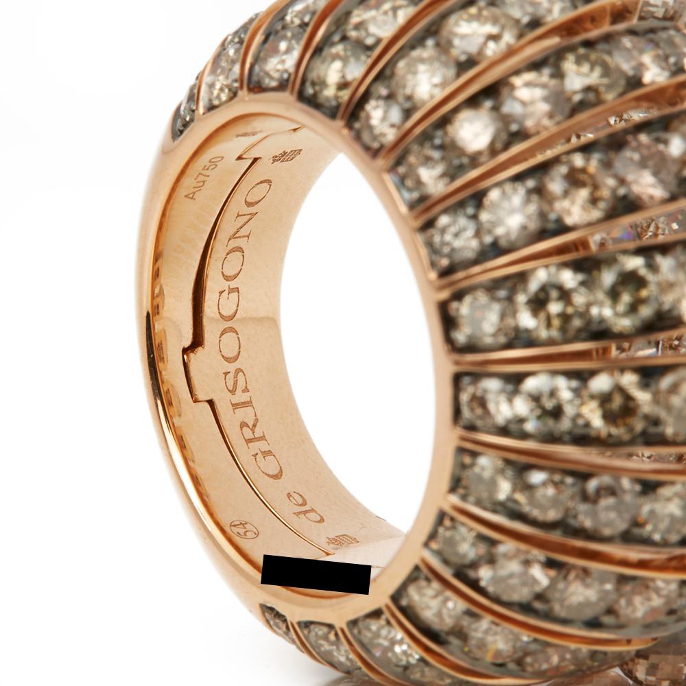 De Grisogono 18 Karat Rose Gold Briolette Cut Brown Diamond Frange Cocktail Ring 1