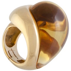 de Grisogono 18 Karat Rose Gold Citrine Cabochon Large Overlapping Ring