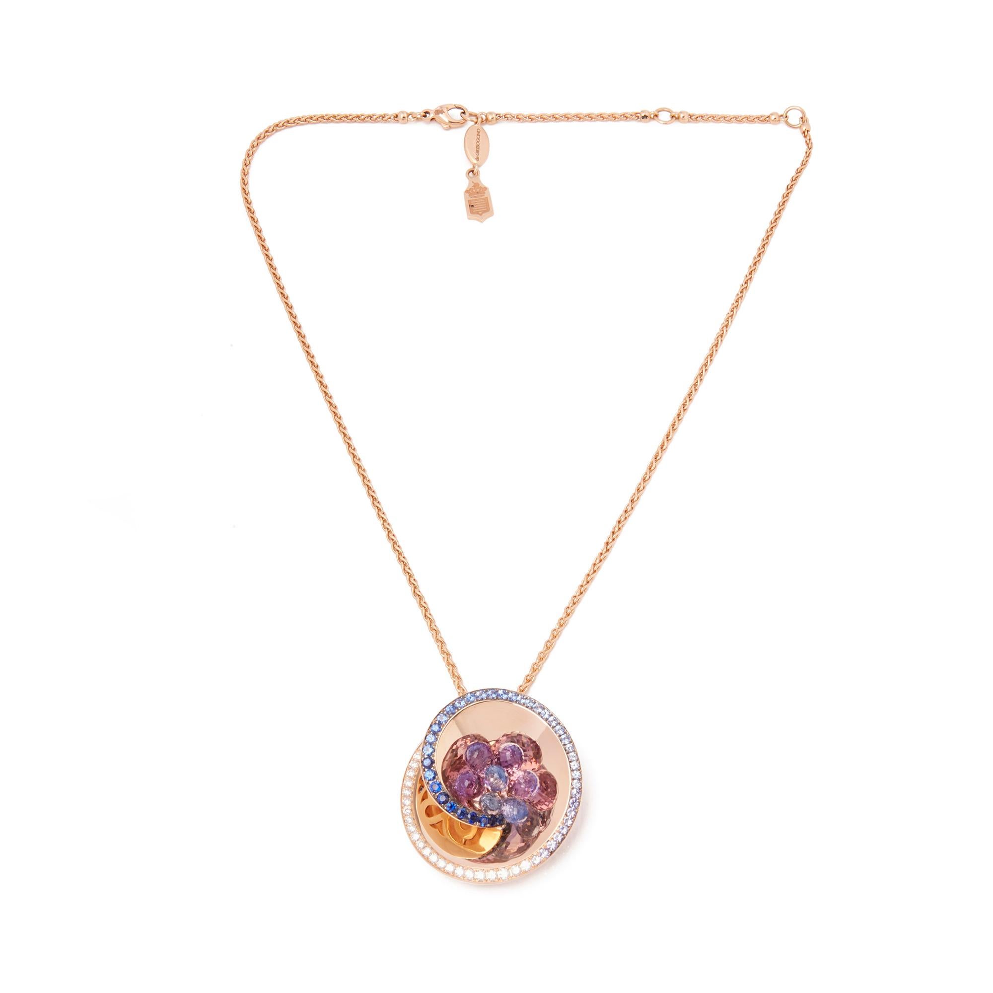 Women's De Grisogono 18 Karat Rose Gold Diamond Sapphire Amethyst Chiocciolina Necklace For Sale
