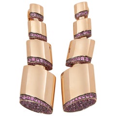 De Grisogono 18 Karat Rose Gold Pink Sapphire Tubetto Drop Earrings