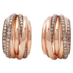 De Grisogono 18 Karat Rose Gold Round Cut Brown Diamond Allegra Earrings