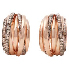 De Grisogono 18 Karat Rose Gold Round Cut Brown Diamond Allegra Earrings