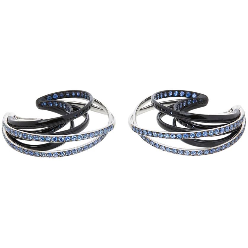 De Grisogono 18 Karat White Gold Black & Nano-Ceramic Sapphire Allegra Earrings