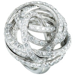de Grisogono 18 Karat White Gold Full Diamond Tangled Swirl Ring