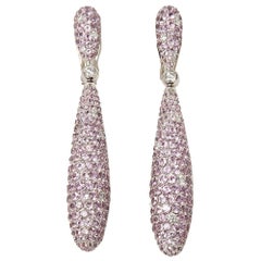 De Grisogono 18 Karat White Gold Pink Sapphire and Diamond Gocce Drop Earrings
