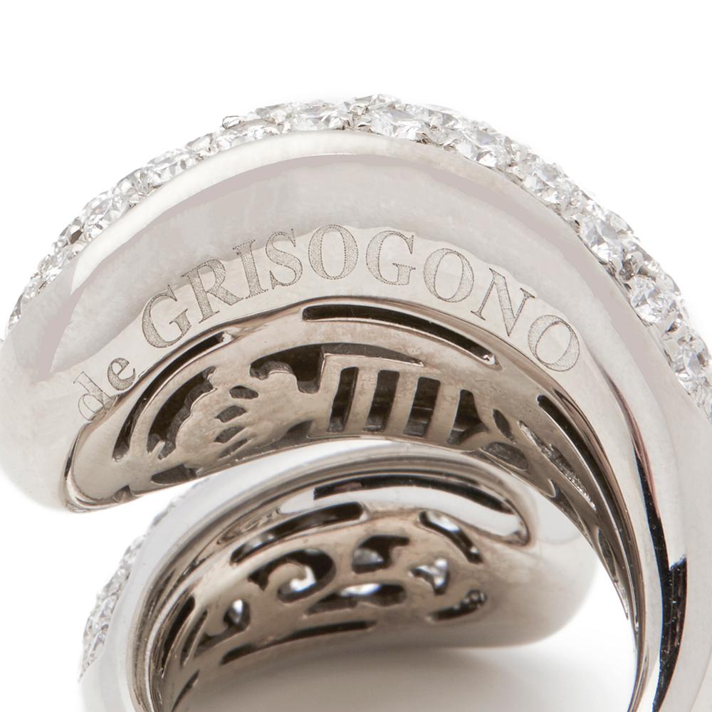 De Grisogono 18 Karat White Gold Round Brilliant Cut Diamond Contrario Ring In Excellent Condition In Bishop's Stortford, Hertfordshire