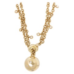 De Grisogono 18 Karat Yellow Gold Round Cut Diamond Boule Pendant Necklace