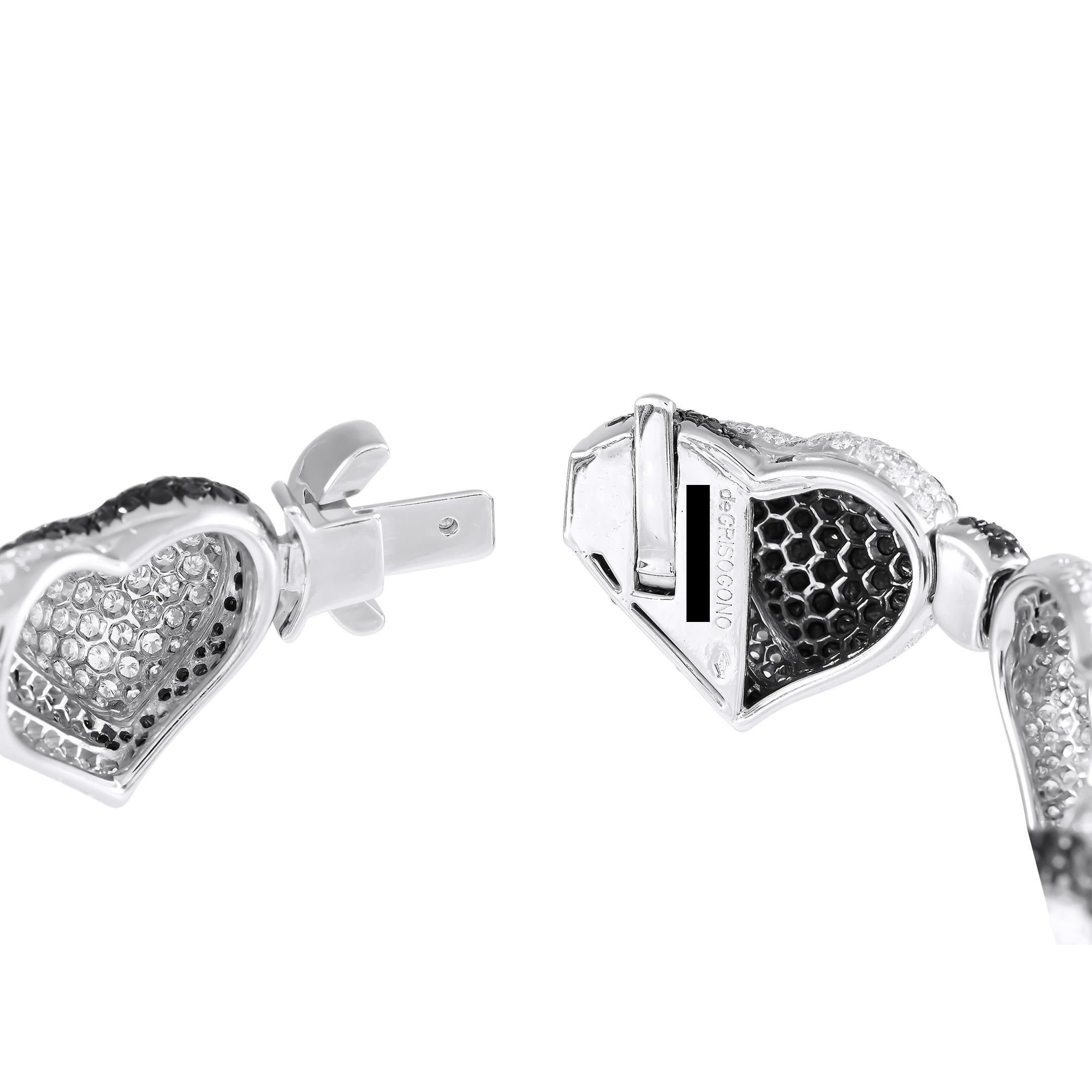 Taille ronde de Grisogono Bracelet en or 18K 21.70ct Diamond Black White Hearts DG08-112624 en vente