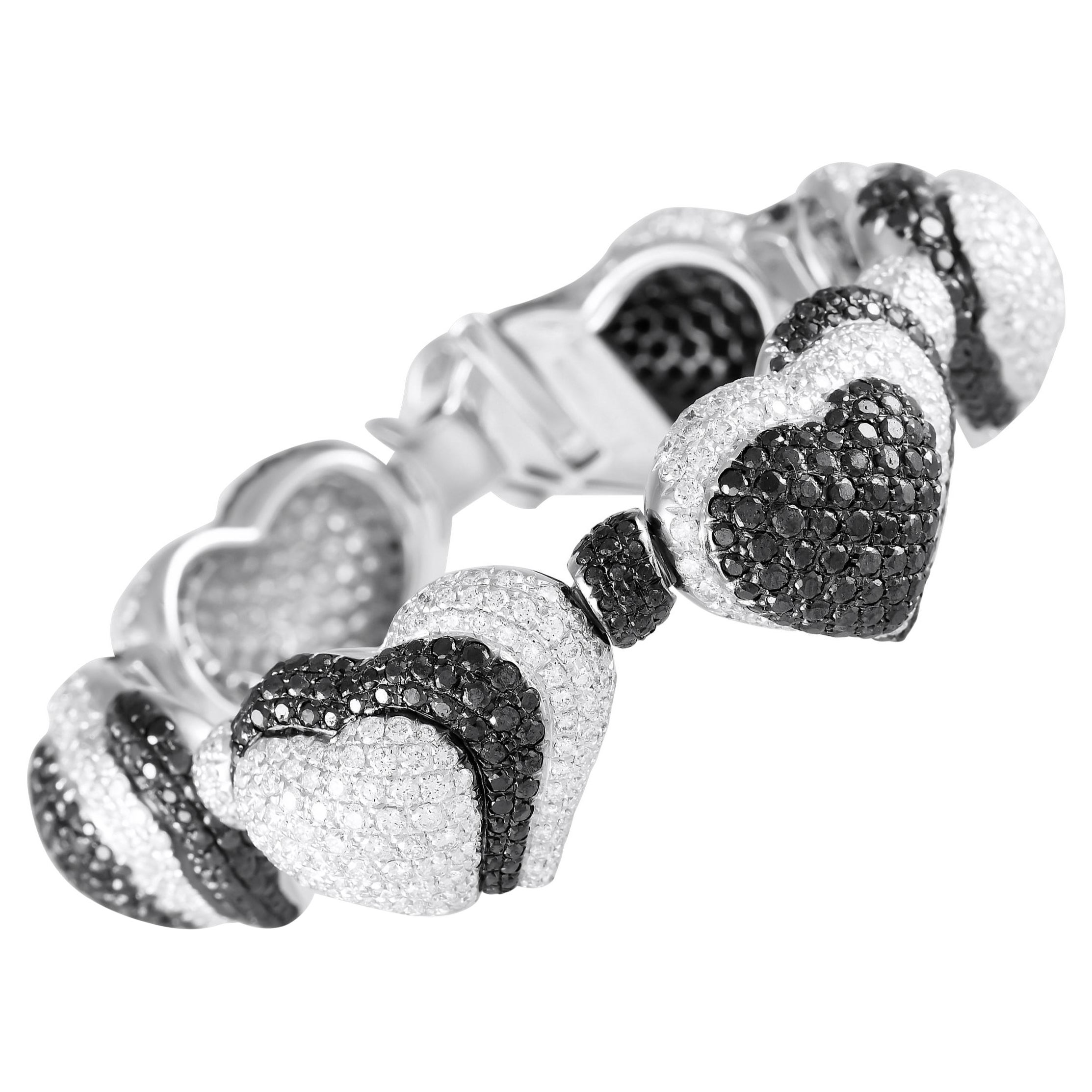 de GRISOGONO Pulsera de oro de 18 quilates con 21,70 ct de diamantes Corazones blancos negros DG08-112624 en venta