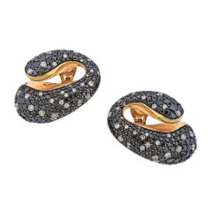 De Grisogono 18k Pink Gold Black & White Dimond Contrario Earrings
