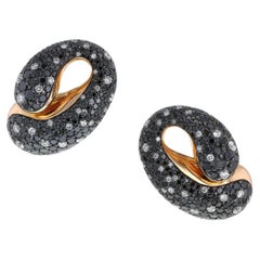 De Grisogono 18k Pink Gold Black & White Dimond Contrario Earrings