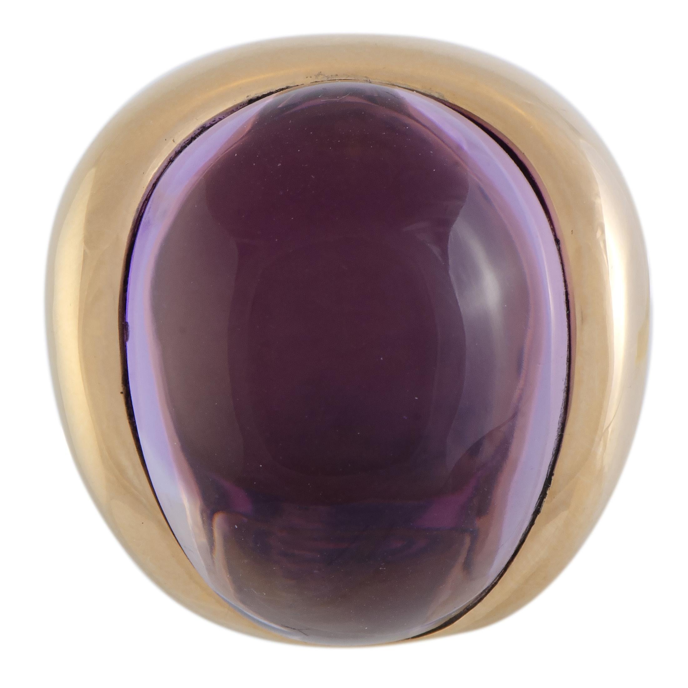 de Grisogono 18 Karat Rose Gold Amethyst Cabochon Large Overlapping Ring In New Condition In Southampton, PA