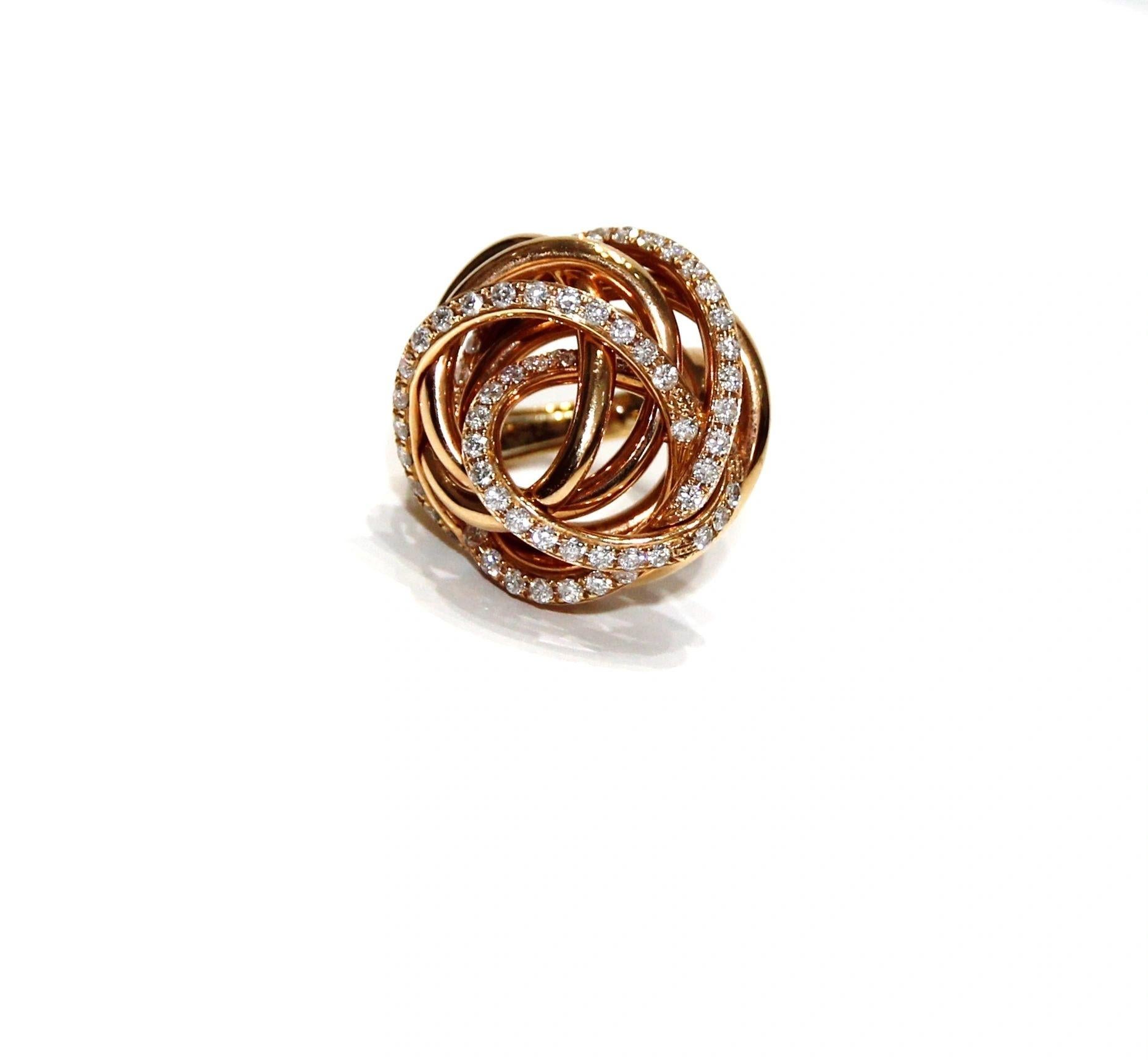 De Grisogono 18K Rose Gold Diamond Flower Ring
Diamonds: 1.80cts
Color: G-H Clarity: VS1/VS2
Ring Size: 5.5
Retail price: $17,200.00
SKU: DGR01034
