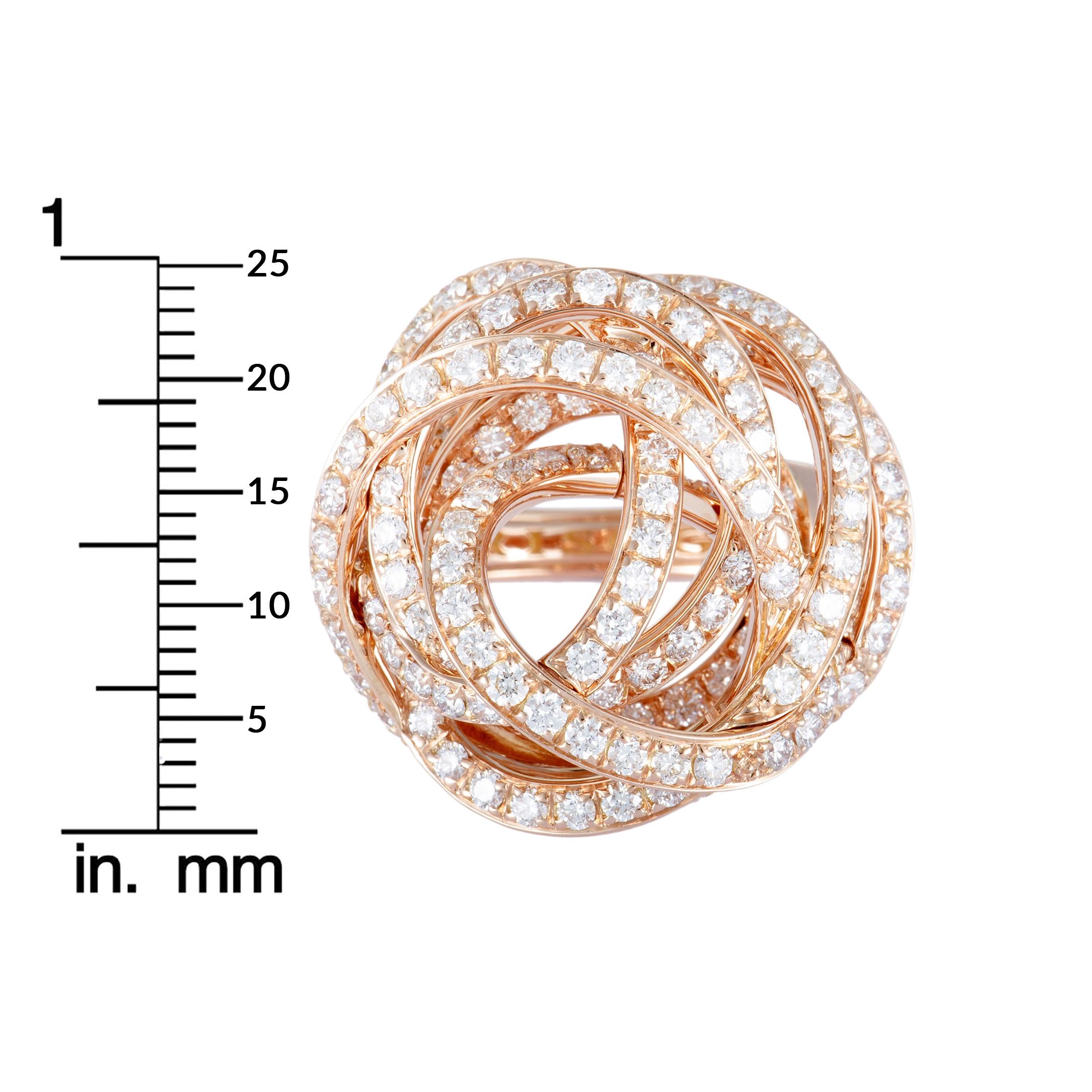 de Grisogono 18 Karat Rose Gold Full Diamond Tangled Swirl Ring 2