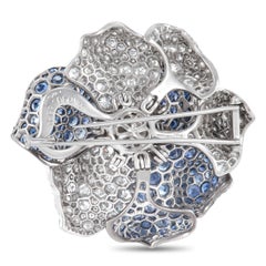 De Grisogono 18 Karat Weißgold Brosche mit 11,50 Karat Diamant, Saphir und Perle