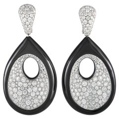 de Grisogono 18k White Gold 12.20ct Diamond and Onyx Earrings