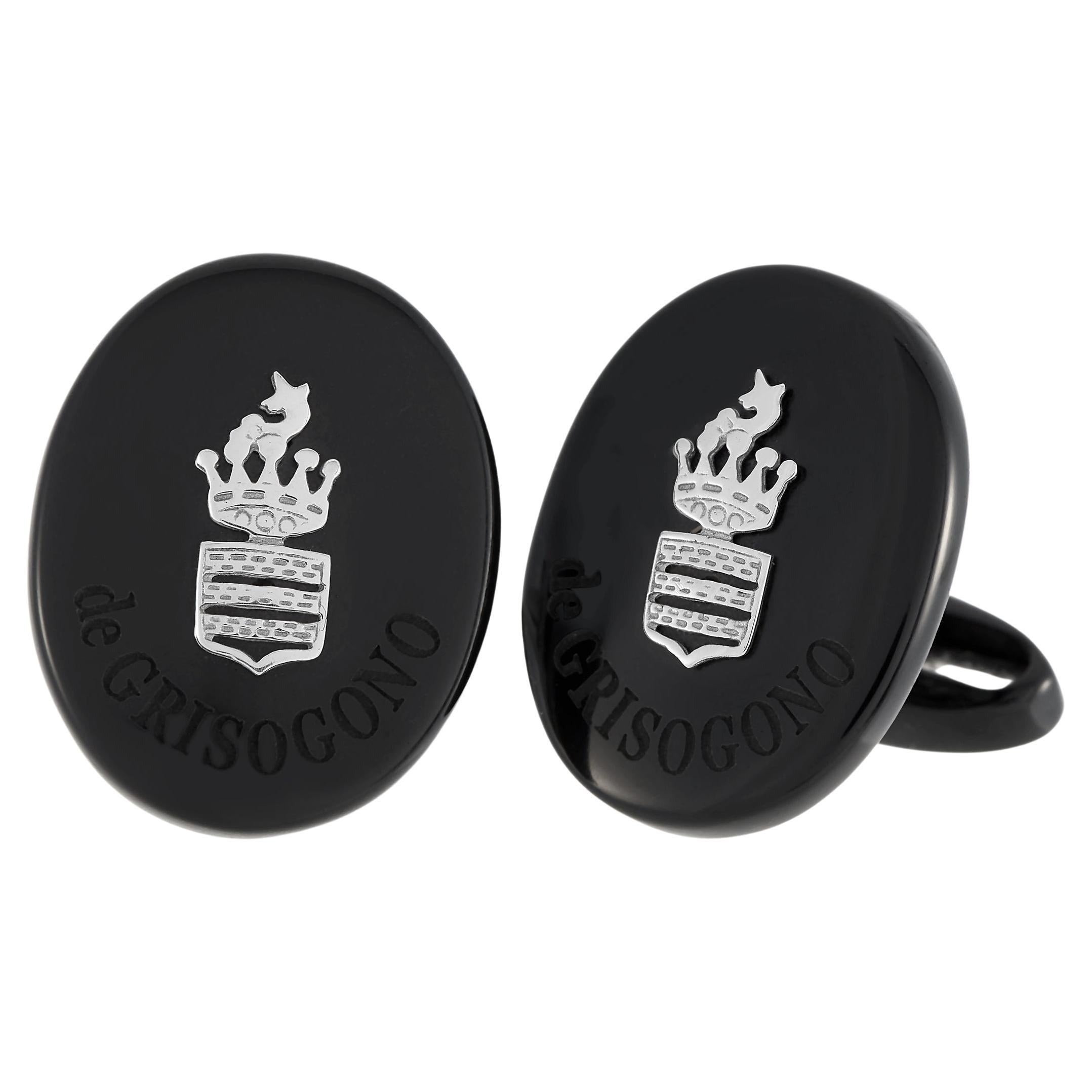 De Grisogono 18K White Gold Ceramic Cufflinks