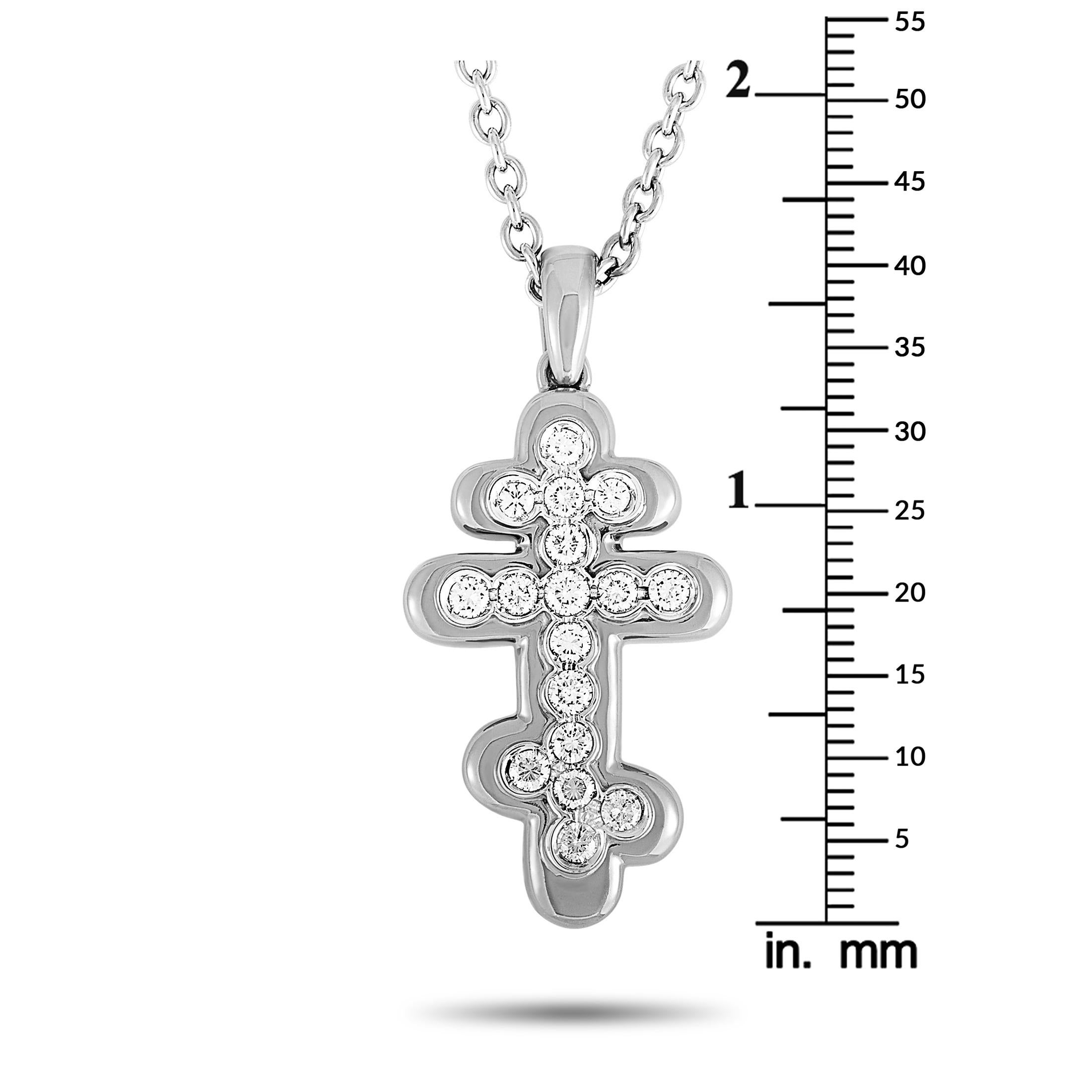 de Grisogono 18 Karat White Gold Diamond Cross Pendant Necklace In New Condition In Southampton, PA