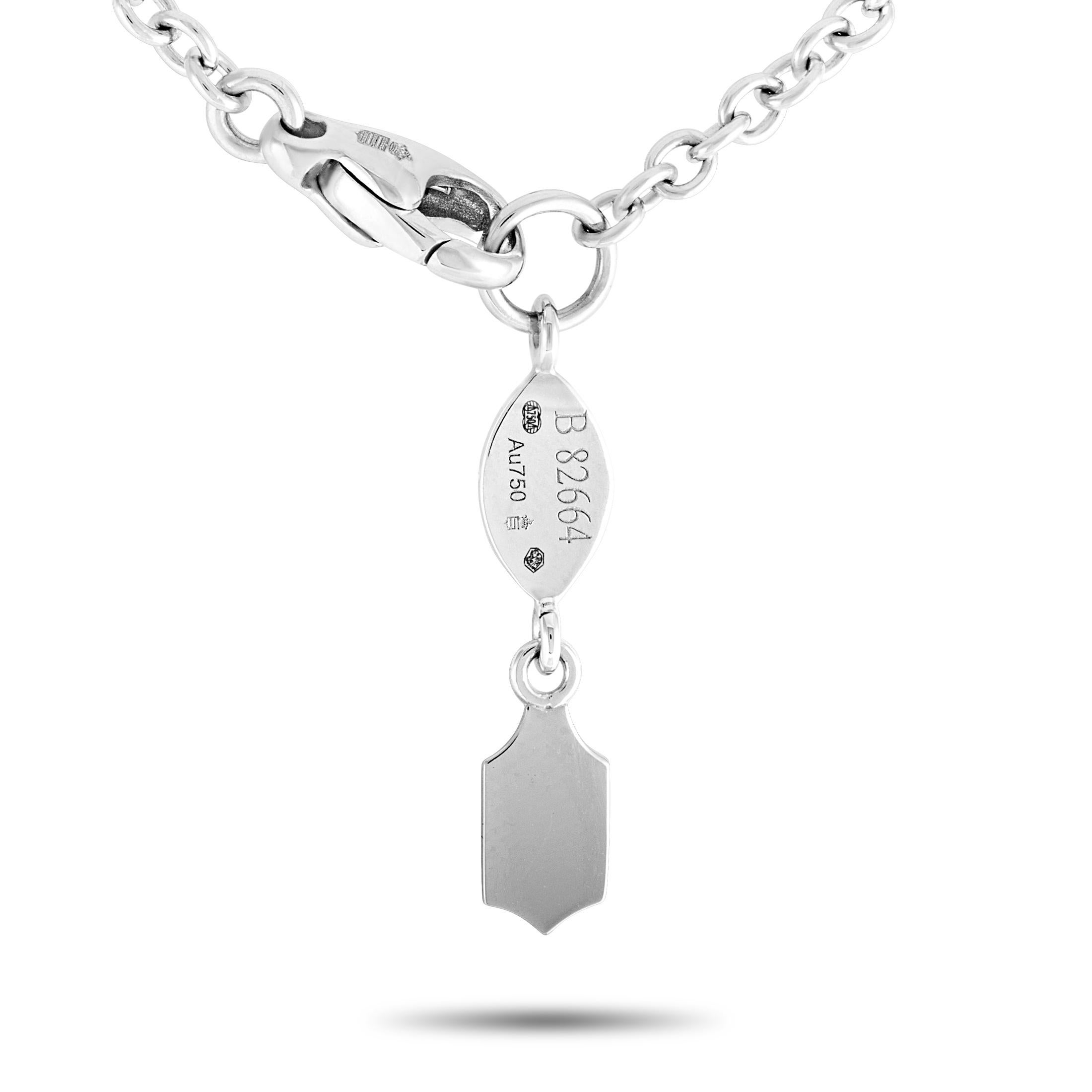 Women's de Grisogono 18 Karat White Gold Diamond Cross Pendant Necklace