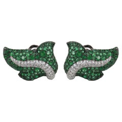 De Grisogono 18K White Gold Emerald&Diamond Earrings