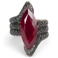 DE GRISOGONO Anillo de oro blanco de 18 quilates RUBÍ Y DIAMANTE 6,5