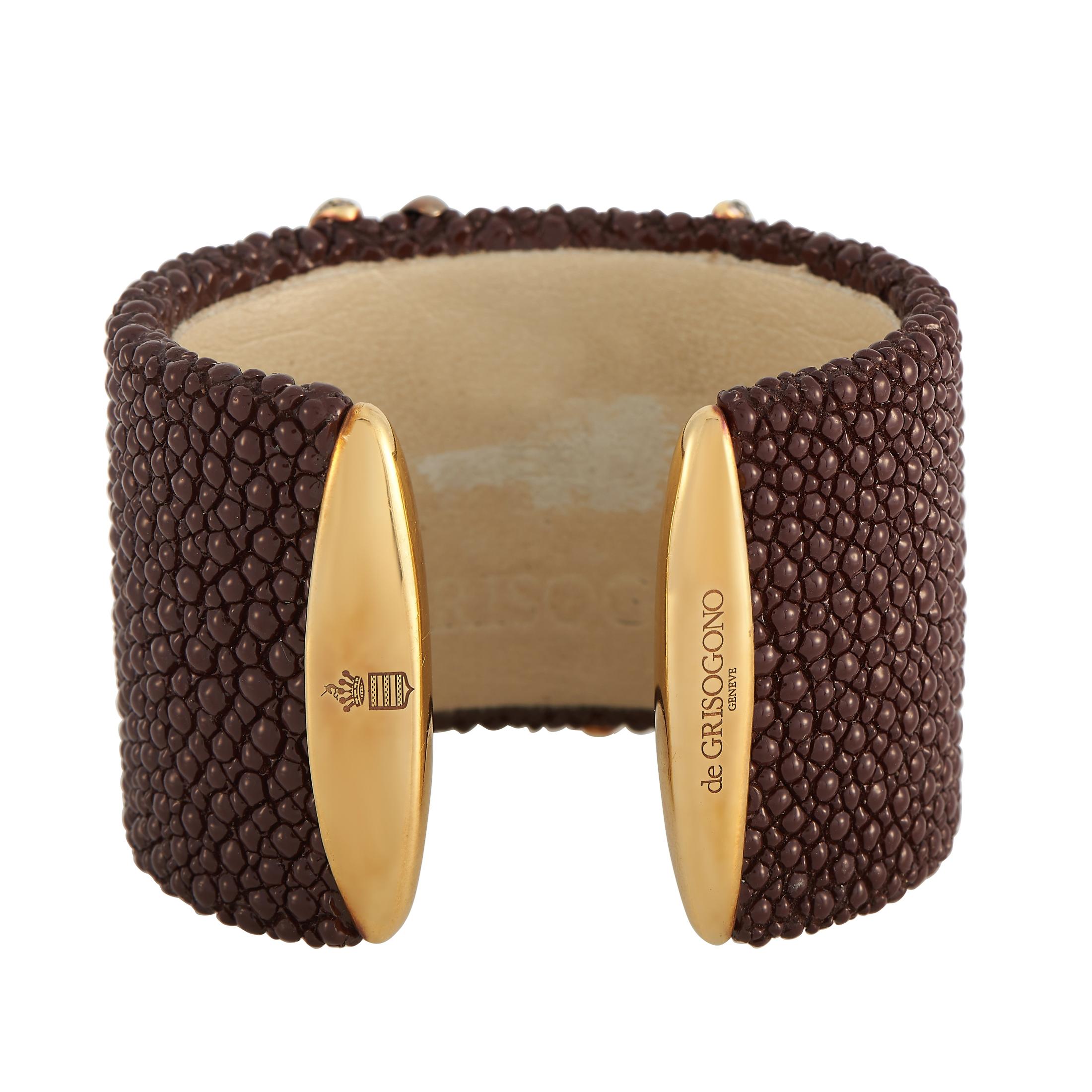 De Grisogono 18 Karat Gelbgold Manschettenarmband mit 2,07 Karat braunem Diamant (Rundschliff)