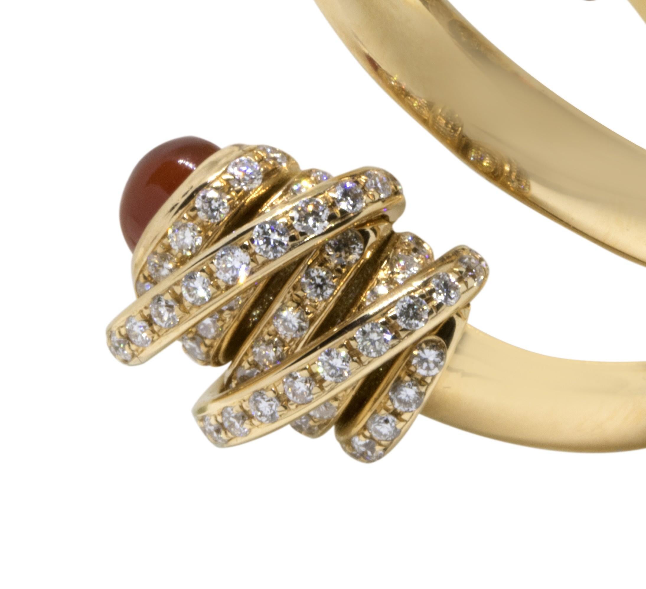 de GRISOGONO Bague en or rose 18kt avec spirale en cornaline et diamant Pour femmes en vente