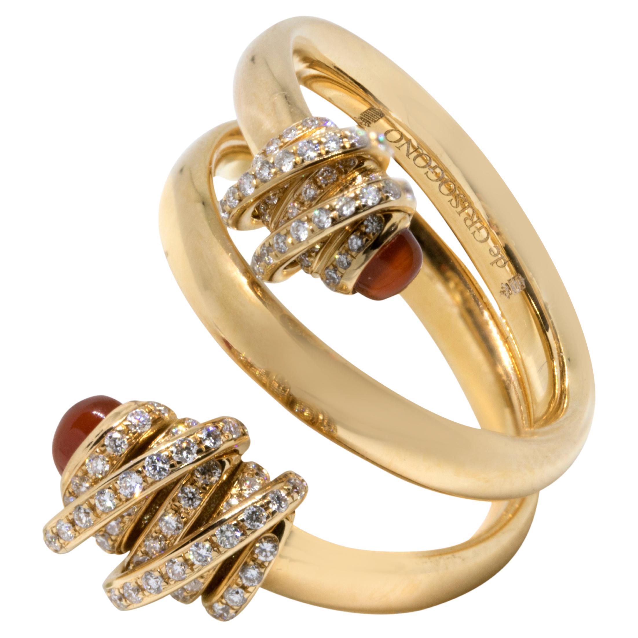 de GRISOGONO Bague en or rose 18kt avec spirale en cornaline et diamant en vente