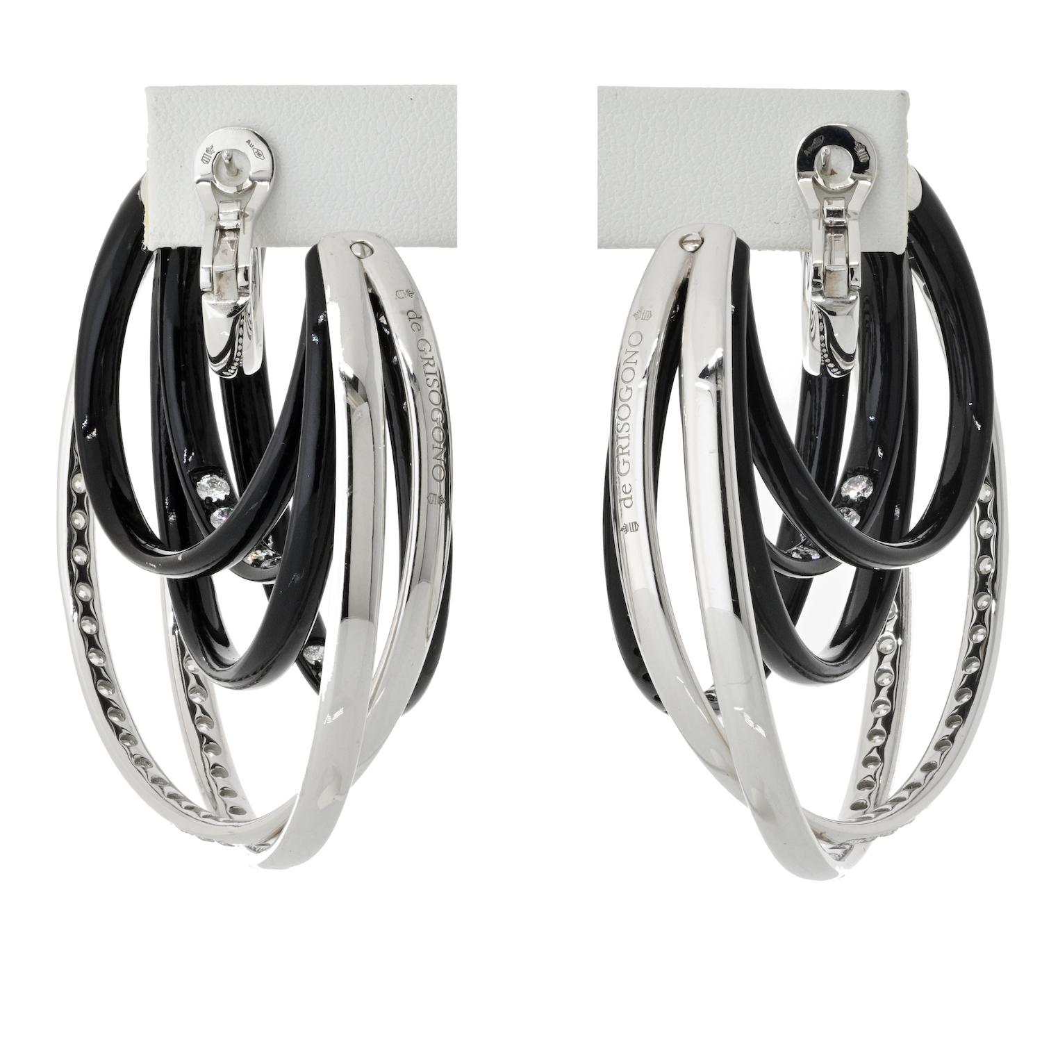 De Grisogono 20.00cttw Diamond and Ceramic Large Allegra Earrings In Excellent Condition For Sale In New York, NY