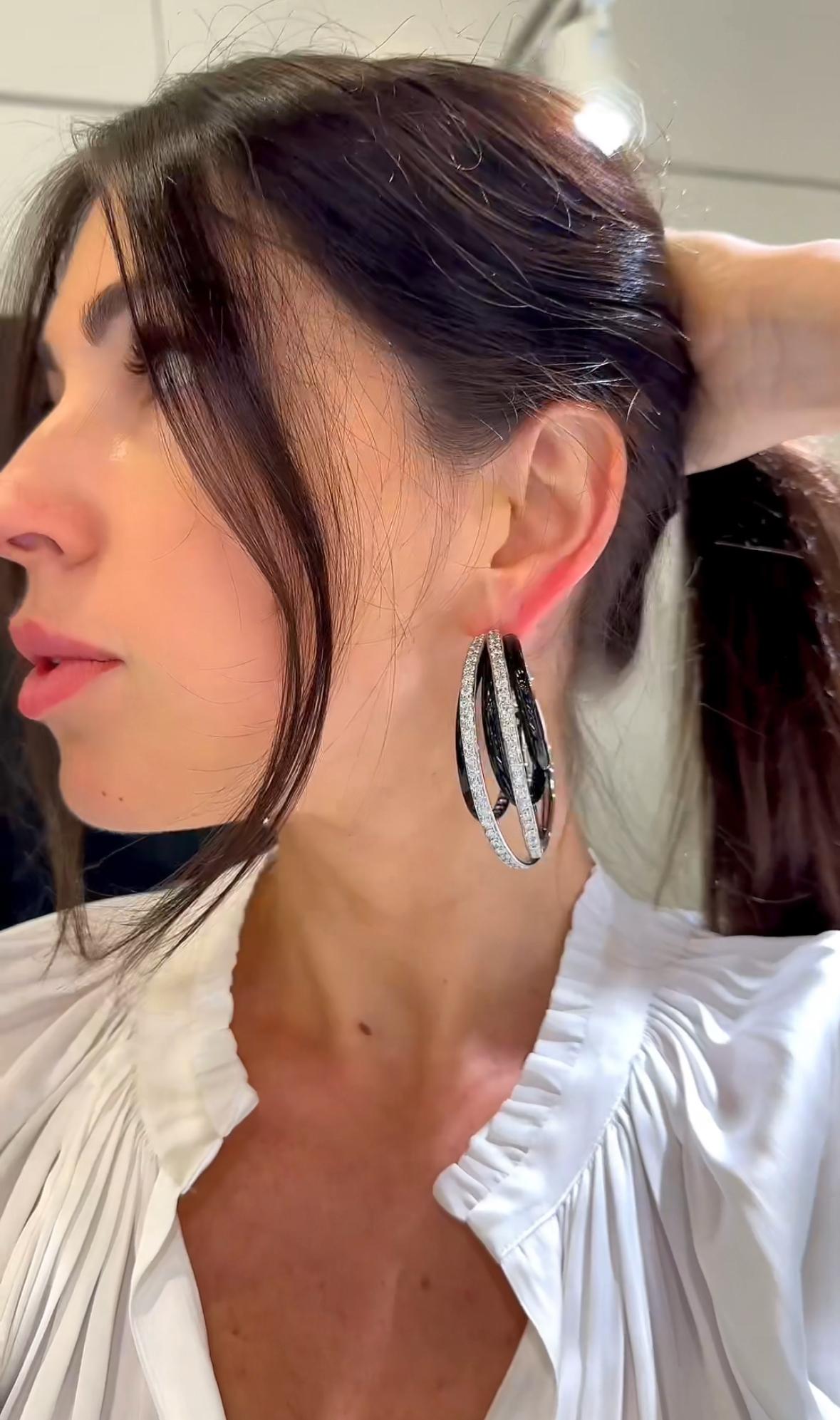 De Grisogono, grandes boucles d'oreilles Allegra en céramique et diamants 20,00 cttw 3