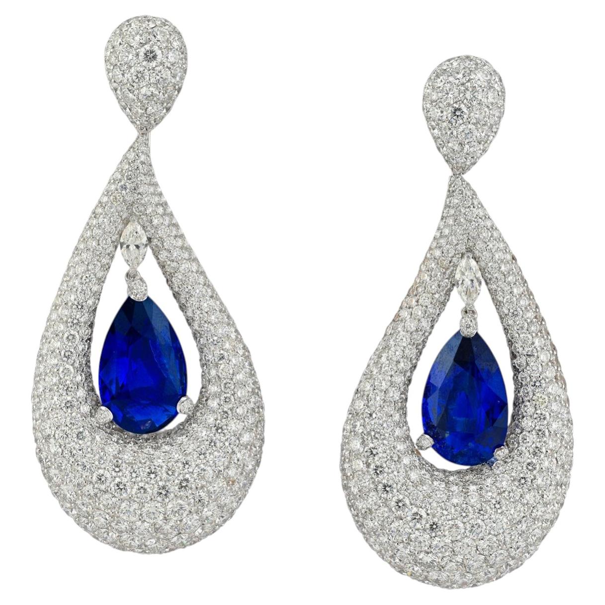 De Grisogono 24.60ctw Sapphire & 35ctw Diamond Earrings  SSEF