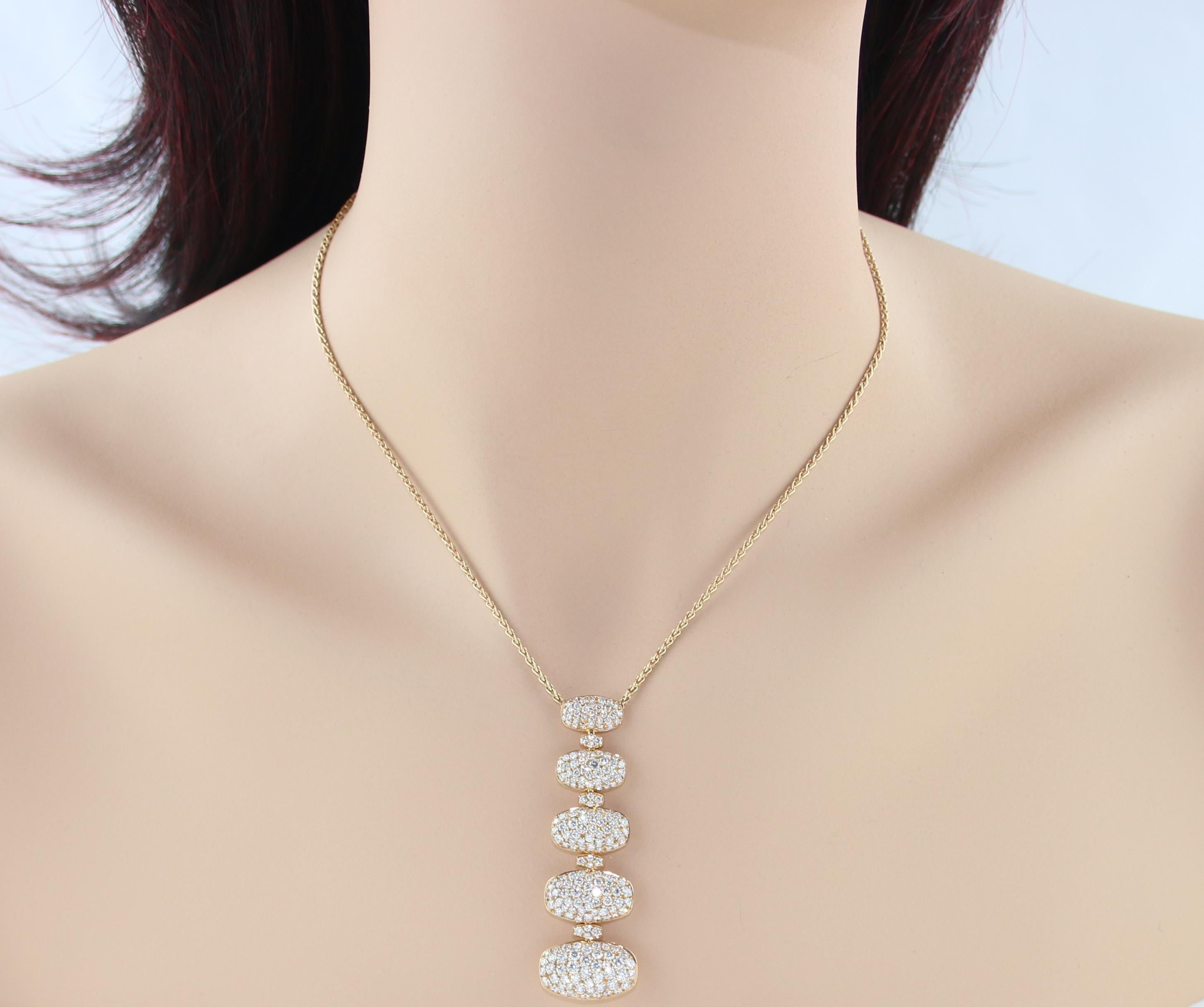 de Grisogono 5 Tier 3.65 Carat Diamond Gold Necklace In New Condition For Sale In New York, NY