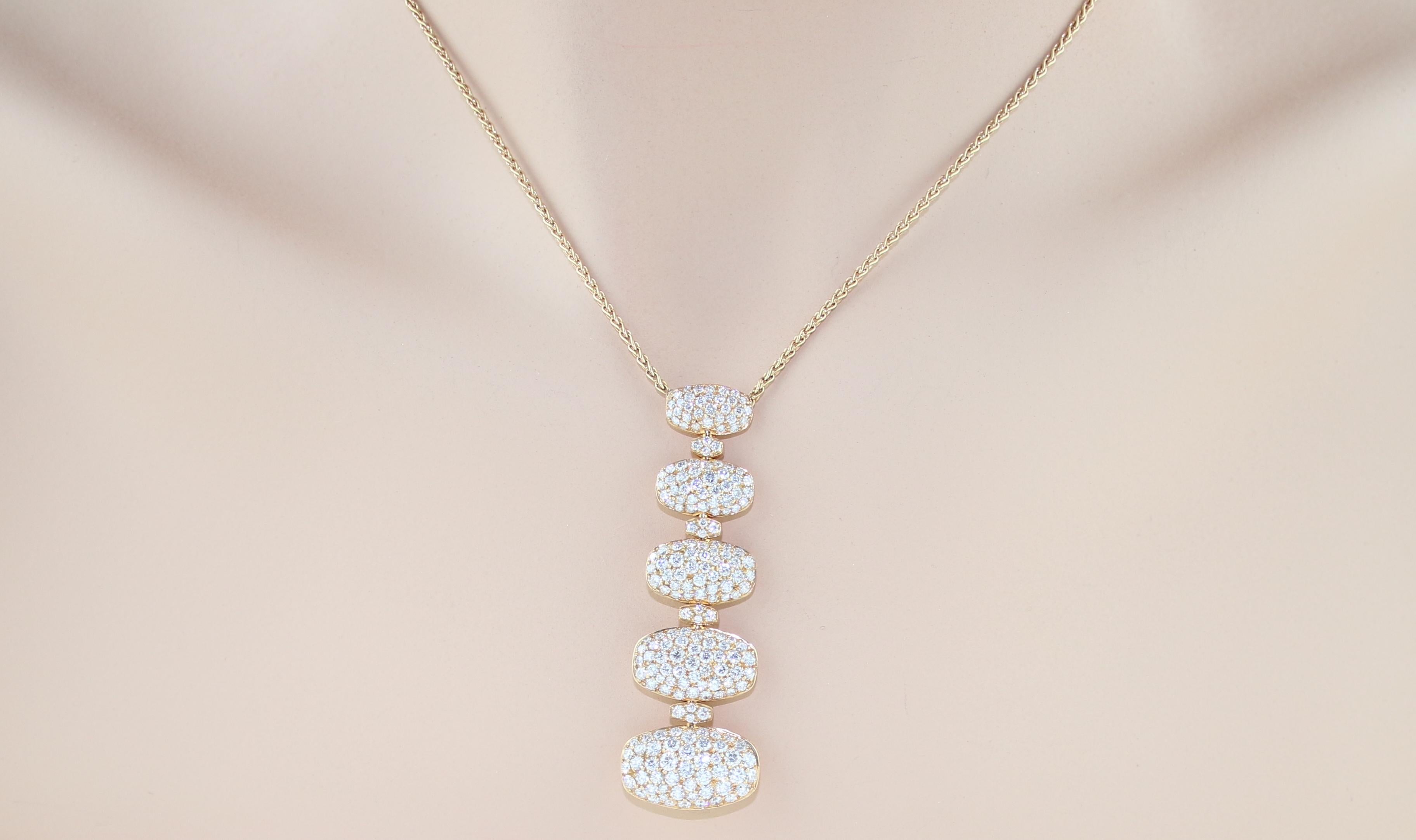 Women's de Grisogono 5 Tier 3.65 Carat Diamond Gold Necklace For Sale