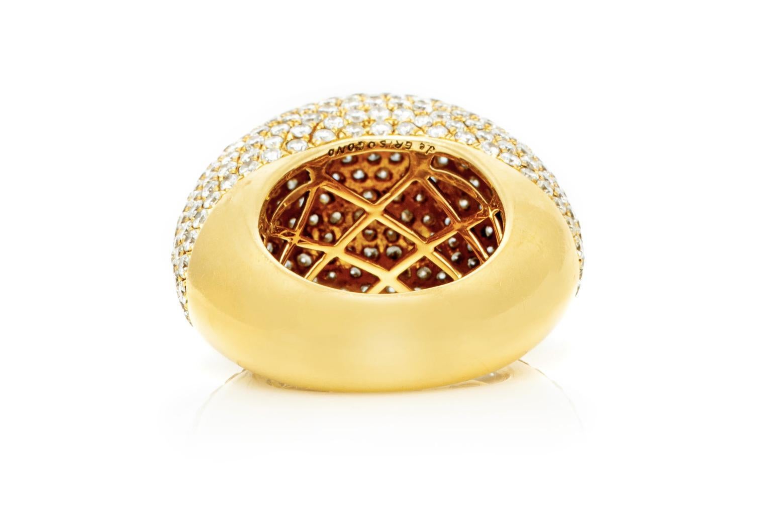 Round Cut De Grisogono 8.01 Carat Diamond Bombe Ring For Sale