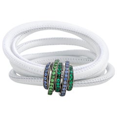 de Grisogono Allegra 18 Karat White Gold Sapphire, Tsavorite and Emerald White