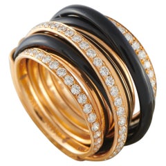 de Grisogono Allegra 18K Rose Gold 1.75ct Diamond and Black Ceramic Ring