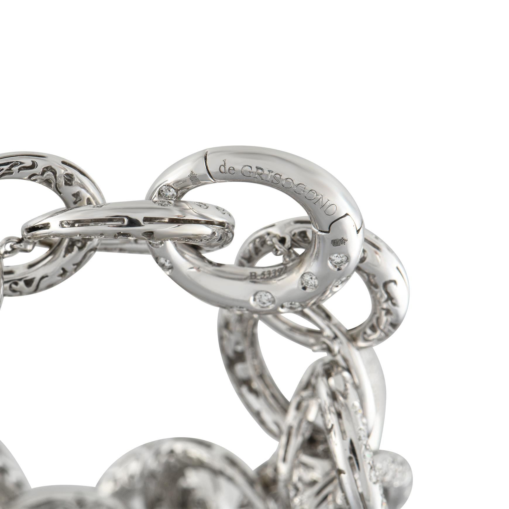 Pulsera de diamantes de oro blanco de 18 quilates 34,0 ct de Grisogono Allegra Corte redondo en venta
