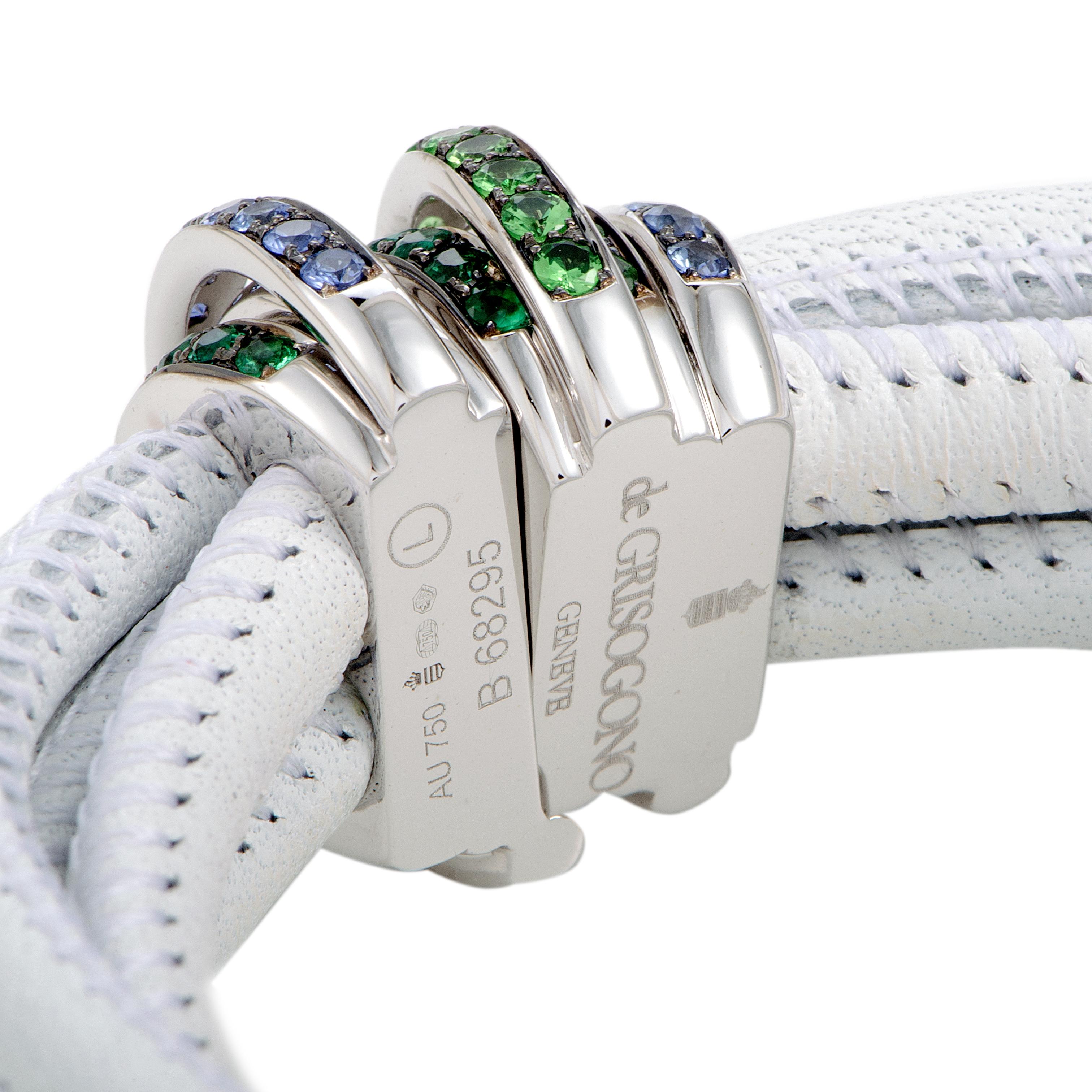 de Grisogono Allegra 18 Karat White Gold Sapphire, Tsavorite, and Emerald White 1