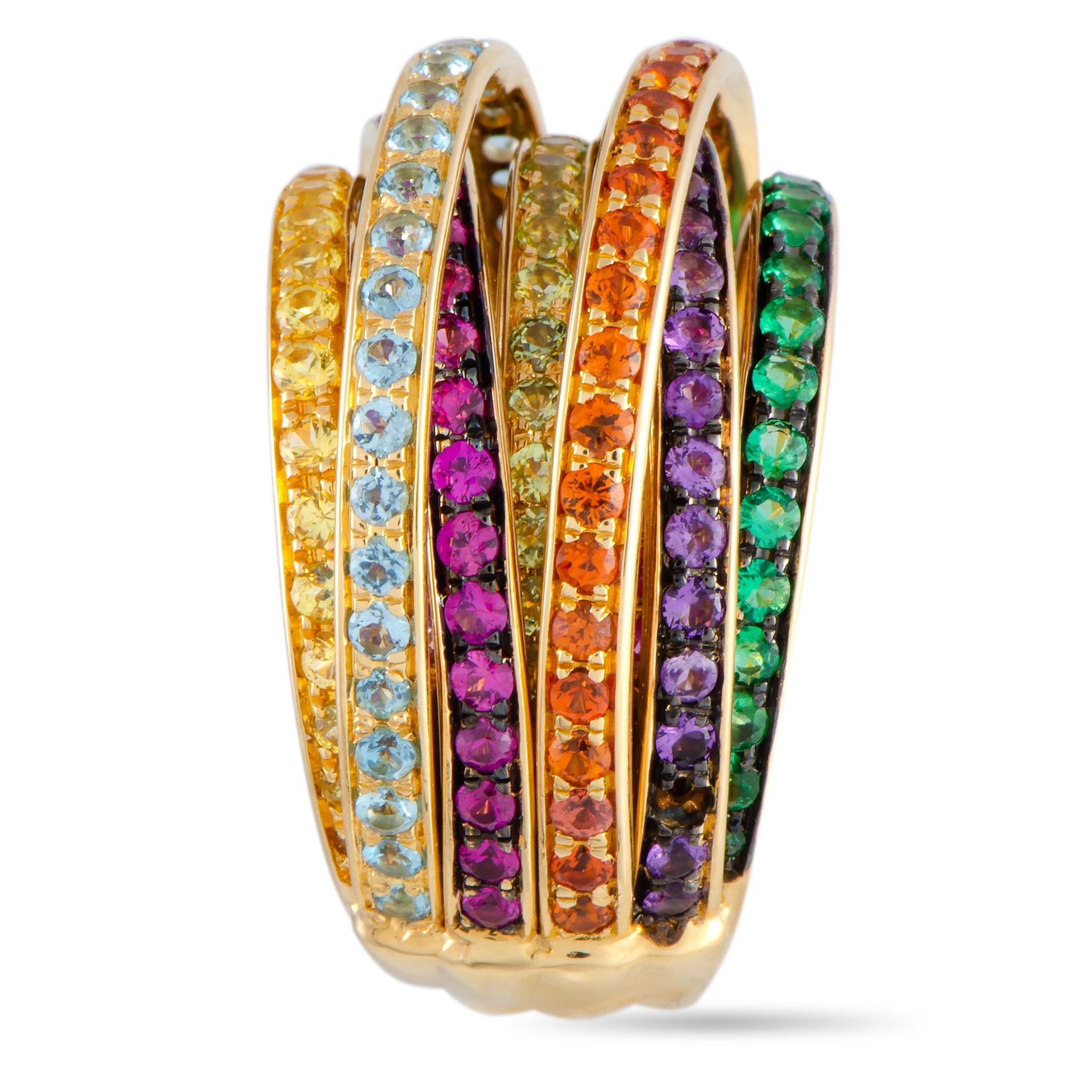 de Grisogono Allegra Bague à anneau en or jaune 18 carats et multi-saphirs Neuf à Southampton, PA