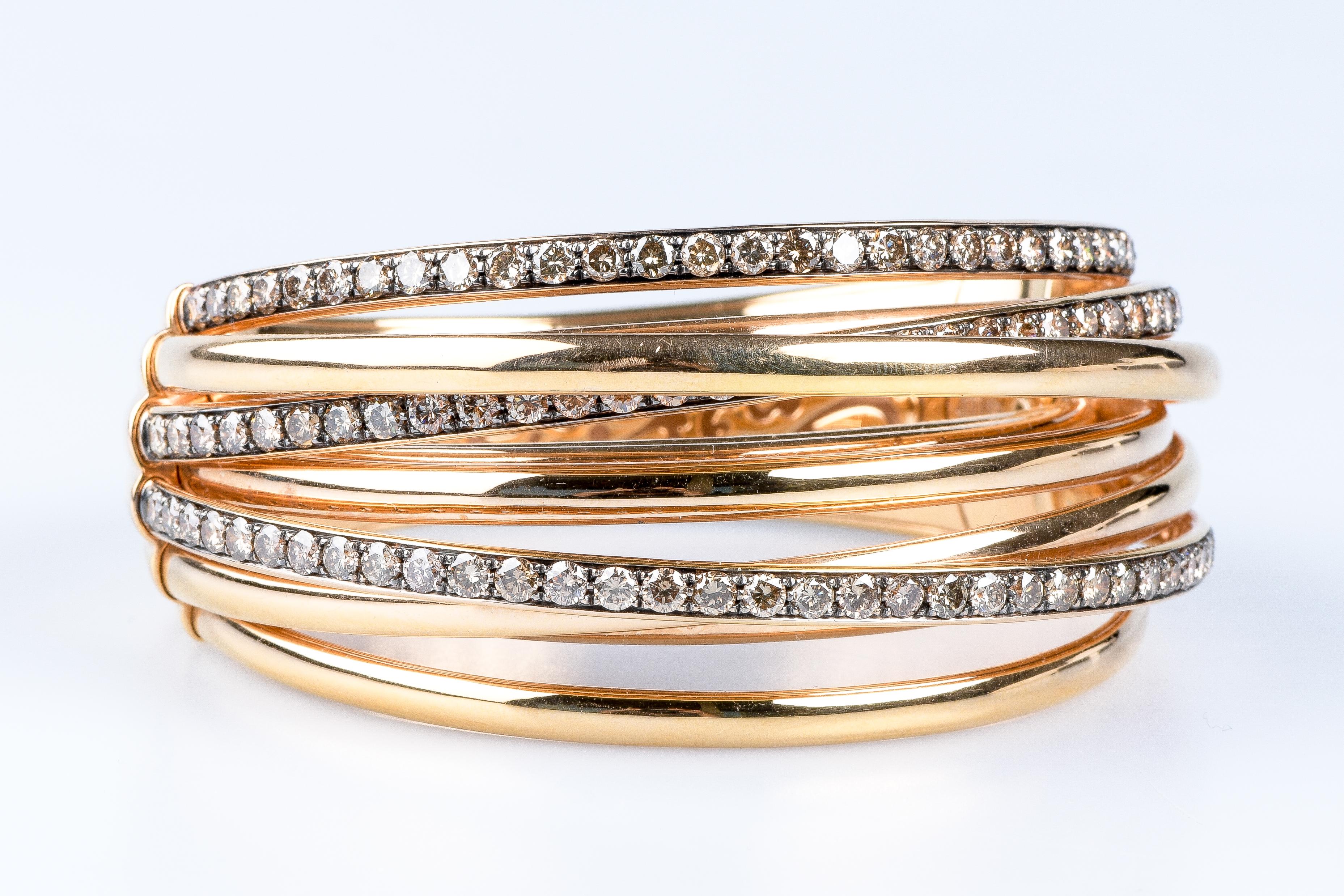 Round Cut De Grisogono Allegra Collection in 18 carat rose gold Bracelet  For Sale