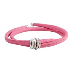 de Grisogono Allegra Bracelet en cuir rose avec diamants et or