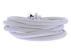 De Grisogono Allegra Diamond Gold White Leather Bracelet